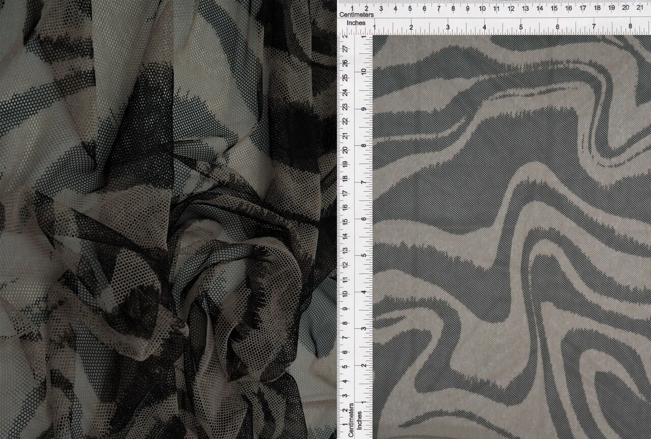 1 Yard Polyester Spandex 80 GSM Mesh Fabric, Geometric Print Lightweight Stretch Soft 54" Width